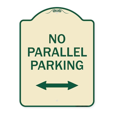 Signmission No Parallel Parking W/ Bidirectional Arrow Heavy-Gauge Aluminum Sign, 24" x 18", TG-1824-23820 A-DES-TG-1824-23820
